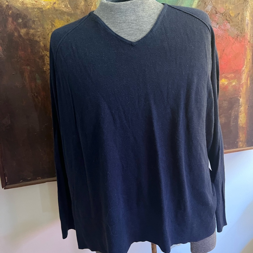 J. Jill silk & cotton Navy Blue V-Neck Sweater XL